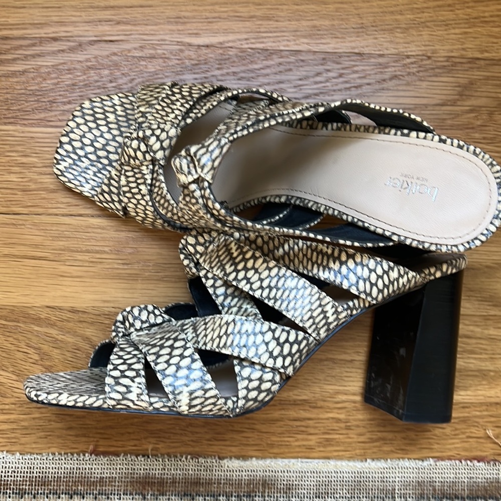 Botkierraffe Python Print Leather Slide 3” Neutra… - image 6